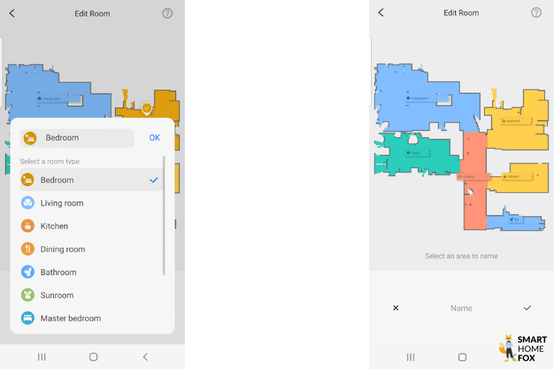 Rooms are named in the Roborock Q7 Max App.